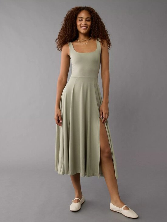 American Eagle Outfitters Dresses & Skirts - American Eagle Scoop Neck Midi Dress in Olive (Small) - Summer Dress